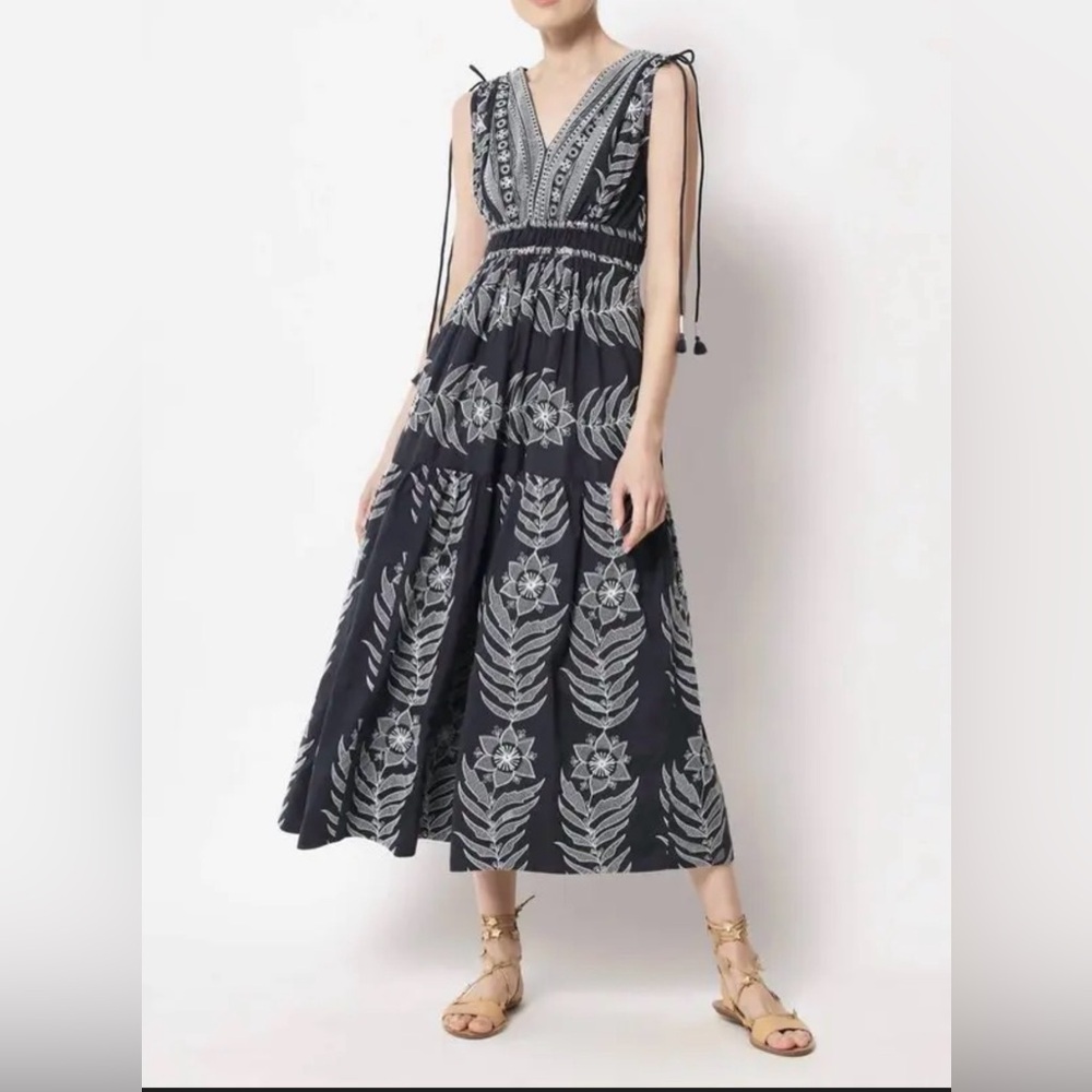 Omika Rosalita Midi  Maeve Ink Dusty Blue Gray S Handmade India Anthropologie